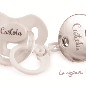 01 PREMIUM Chupete Blanco y Broche Plateado