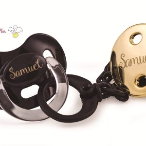 03 PREMIUM Chupete Negro y Broche Dorado