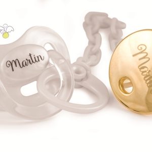 02 PREMIUM Chupete Perlado y Broche Dorado